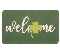 INOGIH St. Patrick's Day Clovers Welcome Doormat - Lucky Shamrock Green Leaves Mats - Iris Door Mat for Outdoor Indoor Spring Home Decor 17" x 29"