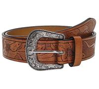 INOGIH Womens Wide Western Cowboy Disc Belt Vintage Cowgirl Concho Leather Belts Boho Style for Jeans Dress Skirt, Brown-style 3, For Waist 28-38 in