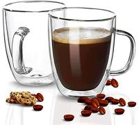 Inoha [350 Ml , 2-Pack] Large Clear Glass Coffee Mugs - Double Wall Insulated Glass Tea Cups with Handle - Latte Cappuccino - Heat Resistant , Dishwasher and Microwave Safe