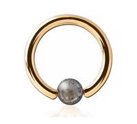 Inoki - 18k gold plated ring with flaming stone ball - Wire thickness 2.5 mm, Diameter 12 mm, Ball 6 mm