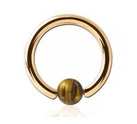 Inoki - 18k gold plated ring with gold Tiger Eye stone ball - Wire thickness 1.6 mm, Diameter 8 mm, Ball 4 mm