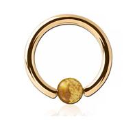 Inoki - 18k gold plated ring with Jasper Landscape stone ball - Wire thickness 2.5 mm, Diameter 12 mm, Ball 6 mm