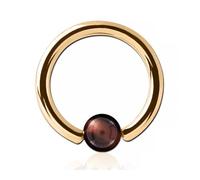 Inoki - 18k gold plated ring with red tiger eye stone ball - Wire thickness 1.2 mm, Diameter 8 mm, Ball 4 mm