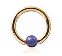 Inoki - 18k gold plated ring with Sodalite stone ball - Wire thickness 1.6 mm, Diameter 8 mm, Ball 4 mm