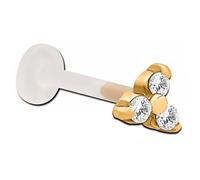 Inoki - Bioflex 14k gold plated triple crystal micro labret - Wire 1.2 mm, In. length 7 mm, Elem. 3 mm