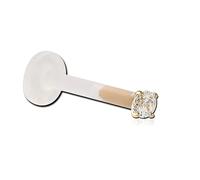 Inoki - Bioflex Crystal 2mm Micro Labret 18k Gold Plated - Wire thickness 1.2mm, Inner length 8mm, Element 2mm