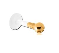 Inoki - Bioflex micro labret with 14k 2.5mm gold plated ball - Wire 1.2 mm, In. length 7 mm, Ball 2.5 mm