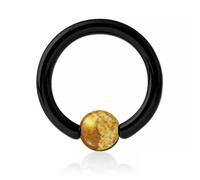 Inoki - Black steel ring with ball stone Jasper Landscape - Wire thickness 3.2 mm, Diameter 16 mm, Ball 6 mm
