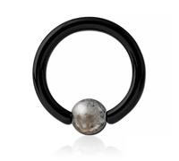 Inoki - Black steel ring with Flamestone ball - Wire thickness 2.5 mm, Diameter 16 mm, Ball 6 mm