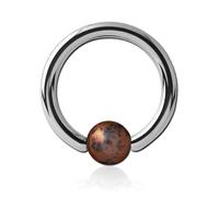Inoki - Gold Swan Steel Ring with Obsidian Stone Ball - Wire thickness 1.6 mm, Diameter 12 mm, Ball 4 mm