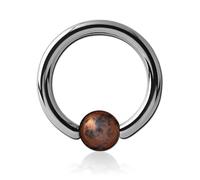 Inoki - Gold Swan titanium ring with Obsidian stone ball - Wire thickness 3 mm, Diameter 12 mm, Ball 6 mm