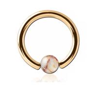 Inoki - Jaspe Red Network 18k gold plated ring with stone ball - Wire thickness 1.6 mm, Diameter 8 mm, Ball 4 mm