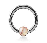 Inoki - Jaspe Red Network steel ring with stone ball - Wire thickness 1.6 mm, Diameter 8 mm, Ball 4 mm