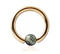 Inoki - Kambaba 18k gold plated ring with stone ball - Wire thickness 1.6 mm, Diameter 12 mm, Ball 4 mm