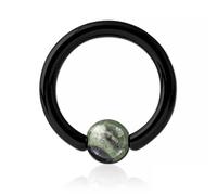 Inoki - Kambaba black steel ring with stone ball - Wire thickness 4 mm, Diameter 12 mm, Ball 6 mm