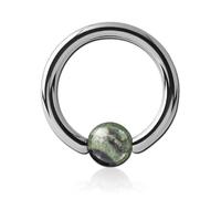 Inoki - Kambaba steel ring with stone ball - Wire thickness 3.2 mm, Diameter 10 mm, Ball 6 mm