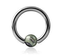 Inoki - Kambaba titanium ring with stone ball - Wire thickness 2 mm, Diameter 16 mm, Ball 6 mm