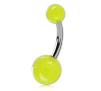 Inoki - Steel belly button banana phosphorescent acrylic balls - Wire 1.6 mm, In. length 10 mm, Ball 5 mm - Yellow