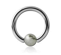 Inoki - Steel ring with Amazonite stone ball - Wire thickness 1.2 mm, Diameter 10 mm, Ball 4 mm