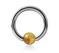 Inoki - Steel ring with ball stone Jasper Landscape - Wire thickness 2 mm, Diameter 14 mm, Ball 6 mm