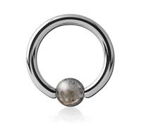 Inoki - Steel ring with Flamestone ball - Wire thickness 2.5 mm, Diameter 22 mm, Ball 6 mm