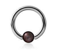 Inoki - Steel ring with Garnet stone ball - Wire thickness 2.5 mm, Diameter 10 mm, Ball 6 mm