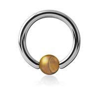 Inoki - Steel ring with Jasper Wood stone ball - Wire thickness 1.2 mm, Diameter 14 mm, Ball 4 mm