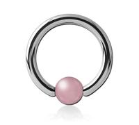 Inoki - Steel ring with pink quartz stone ball - Wire thickness 2.5 mm, Diameter 18 mm, Ball 6 mm