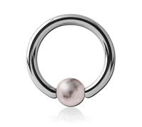Inoki - Steel ring with pink zebra jasper stone ball - Wire thickness 3.2 mm, Diameter 10 mm, Ball 6 mm