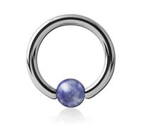 Inoki - Steel ring with Sodalite Blue Dots stone ball - Wire thickness 2.5 mm, Diameter 16 mm, Ball 6 mm