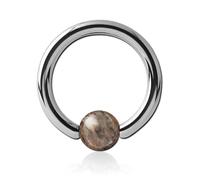 Inoki - Surgical steel ring with Dark Red Grass stone ball - Wire thickness 1.6 mm, Diameter 8 mm, Ball 4 mm