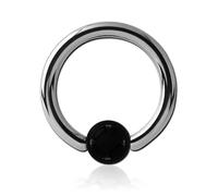 Inoki - Titanium ring with black onyx stone ball - Wire thickness 1.6 mm, Diameter 18 mm, Ball 6 mm