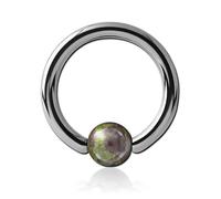 Inoki - Titanium ring with dragon blood stone ball - Wire thickness 1.2 mm, Diameter 9 mm, Ball 4 mm