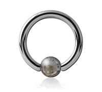 Inoki - Titanium ring with Flamestone ball - Wire thickness 4 mm, Diameter 14 mm, Ball 6 mm