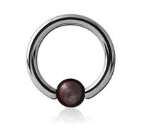 Inoki - Titanium ring with Garnet stone ball - Wire thickness 1.2 mm, Diameter 9 mm, Ball 4 mm