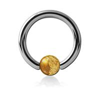 Inoki - Titanium ring with Jasper Landscape stone ball - Wire thickness 4 mm, Diameter 14 mm, Ball 6 mm