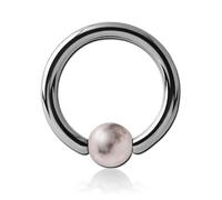 Inoki - Titanium ring with pink zebra jasper stone ball - Wire thickness 2 mm, Diameter 20 mm, Ball 6 mm