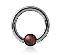 Inoki - Titanium ring with red tiger eye stone ball - Wire thickness 2 mm, Diameter 14 mm, Ball 6 mm
