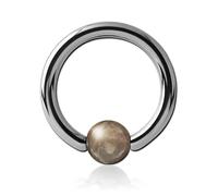 Inoki - Titanium ring with Rhodonite Black Line stone ball - Wire thickness 2 mm, Diameter 14 mm, Ball 6 mm