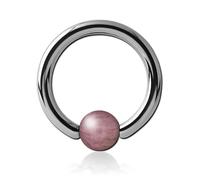 Inoki - Titanium ring with rhodonite stone ball - Wire thickness 4 mm, Diameter 14 mm, Ball 6 mm