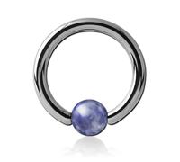 Inoki - Titanium ring with Sodalite Blue Dots stone ball - Wire thickness 2.5 mm, Diameter 18 mm, Ball 6 mm