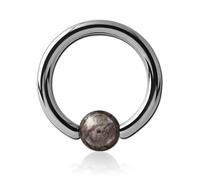 Inoki - Titanium ring with stone ball Obsidian Coffee Snowflake - Wire thickness 4 mm, Diameter 16 mm, Ball 6 mm