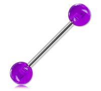 Inoki - Tongue Barbell Balls Acrylic Solid - Wire thickness 1.6mm, Inner length 14mm, Ball 5mm - Purple