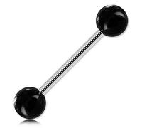 Inoki - Tongue Barbell Balls Acrylic Solid - Wire thickness 1.6mm, Inner length 16mm, Ball 6mm - Black