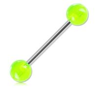 Inoki - Tongue Barbell Balls Acrylic Solid - Wire thickness 1.6mm, Inner length 16mm, Ball 6mm - Green