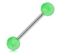Inoki - Tongue barbell: steel, plain acrylic balls - Wire 1.6 mm, In. length 14 mm, Ball 5 mm - Mint