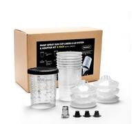 InoKraft - Disposable Paint Gun, 28oz (800ml) Large Kit with 6 Cups and Lids, 1 Hard Cup with Retaining Ring, 3 Stoppers, Paint System for HVLP Spray Gun