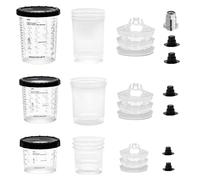 InoKraft Disposable Paint Spray Gun Cup, 3 Sizes of 6 oz, 22 oz, 28 oz, Assorted Pack Set, 3 Liners and Cap Filters of Each Size, 3 Hard Cups, System