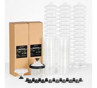 InoKraft Disposable Paint Spray Gun Cup, Paint System for HVLP and LVLP Paint Spray Paint Gun, Mini 6 Ounce (200ml) Kit with 50 Cups and Lids System, 1 Hard Cup with Retainer Ring and 20 Plugs