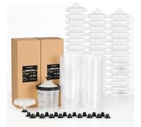 InoKraft Disposable Paint Spray Gun Cup, Paint System for HVLP and LVLP Paint Spray Paint Gun, Standard 22 Ounce (650ml) Kit with 45 Cups and Lids System, 1 Hard Cup with Retainer Ring and 20 Plugs